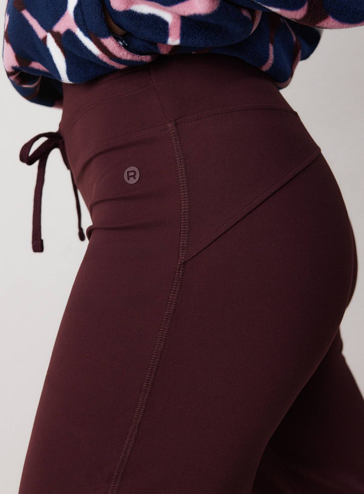 REAKTIV Dark Red Wide Leg Yoga Tie Front Legging L - Image 5